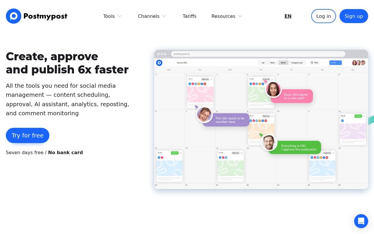 Скриншот интерфейса Postmypost